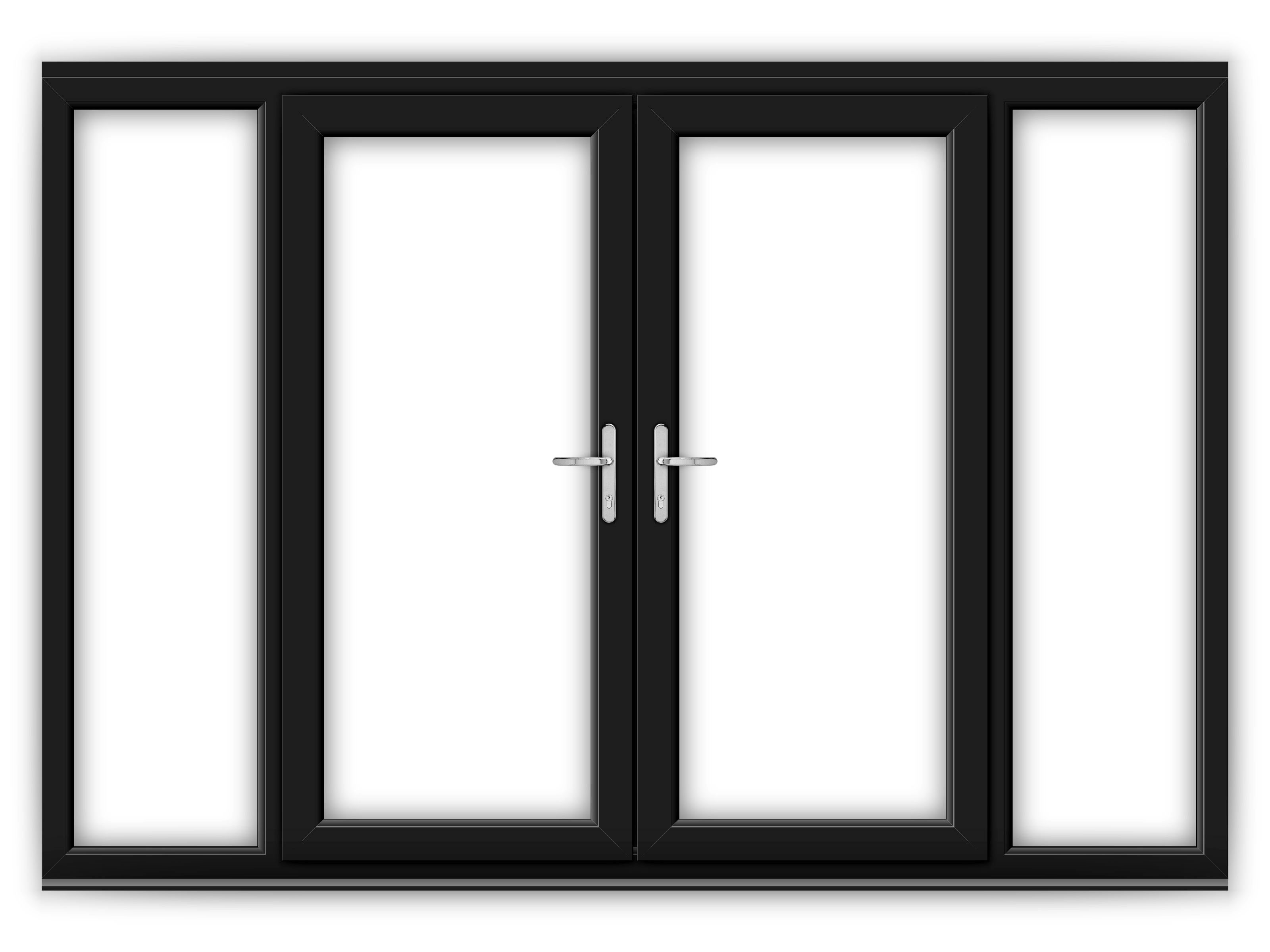 6ft Black uPVC French Doors with Wide Side Panels Flying Doors